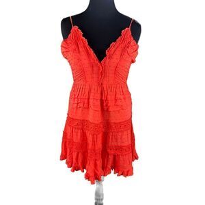 Selfie Leslie coral crochet daisy mini dress spaghetti strap flirty dress xl